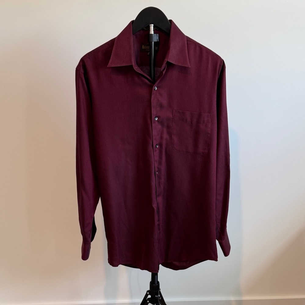 Men's Dress Shirt - Burgundy Long Sleeve